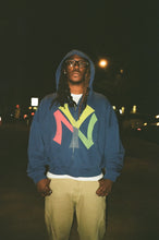 Load image into Gallery viewer, Acid Blue 777 NYC Cropped Rhinestone Hoodie

