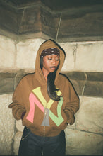 Load image into Gallery viewer, Acid Olive 777 NYC Cropped Rhinestone Hoodie
