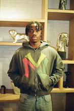 Load image into Gallery viewer, Acid Grey 777 NYC Cropped Rhinestone Hoodie
