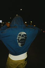 Load image into Gallery viewer, Acid Blue 777 NYC Cropped Rhinestone Hoodie
